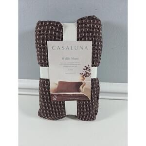 Casaluna Waffle Weave Textured King Pillow Sham Brown 20x36 New